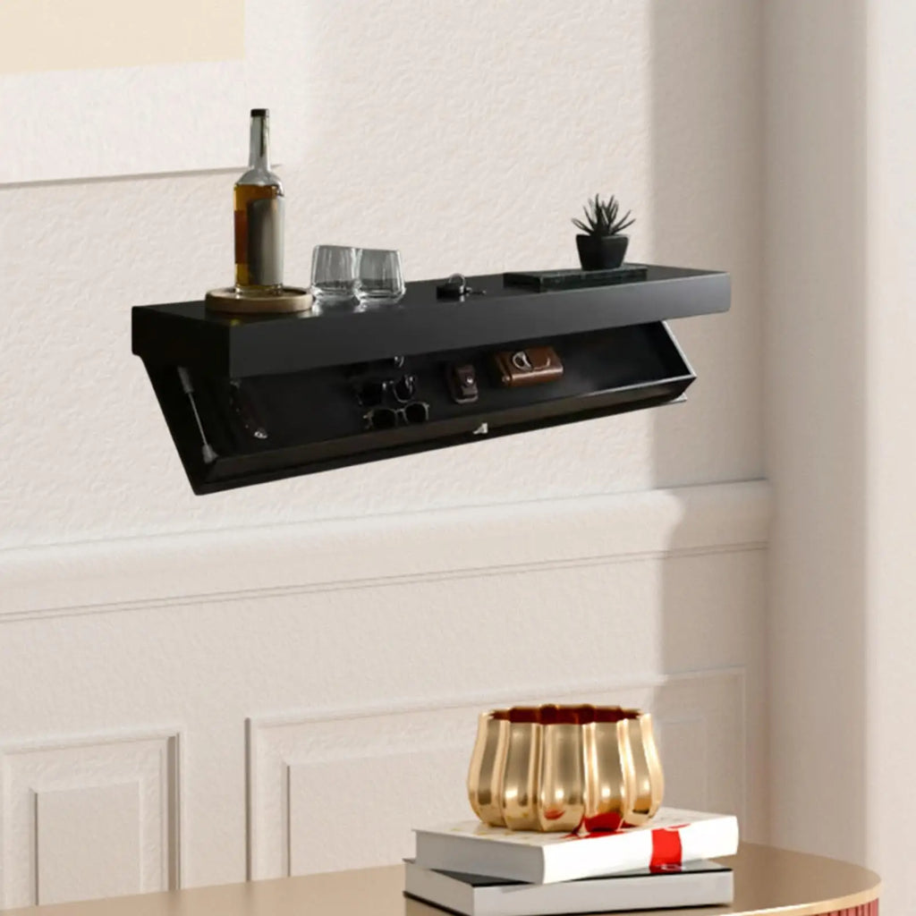 Floating Shelf with Hidden Compartment Wooden Wall Storage Mount Shelf Decor for Home Bathroom Office Kitchen Small Space Dorm