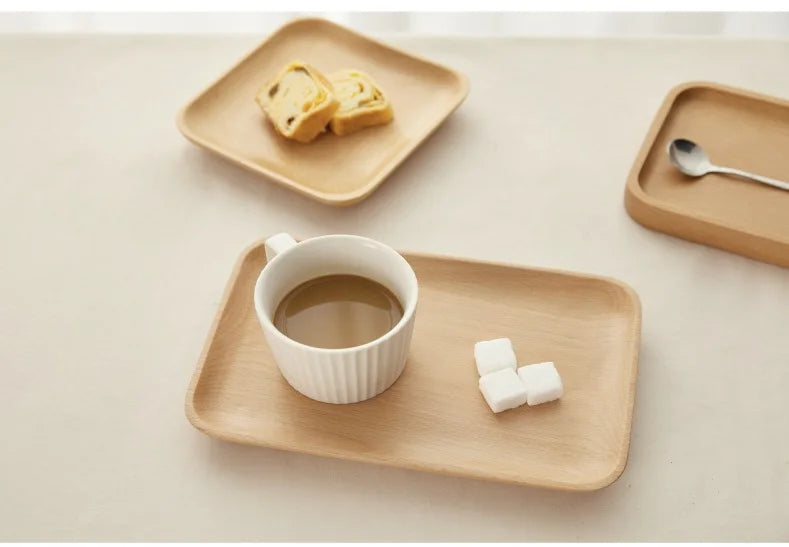 Japanese Style Minimalist Wood Tray，Natural Beech & Walnut Trays for Tea, Dessert, Jewelry,Desk Organizer,Dried Fruit Butterfly