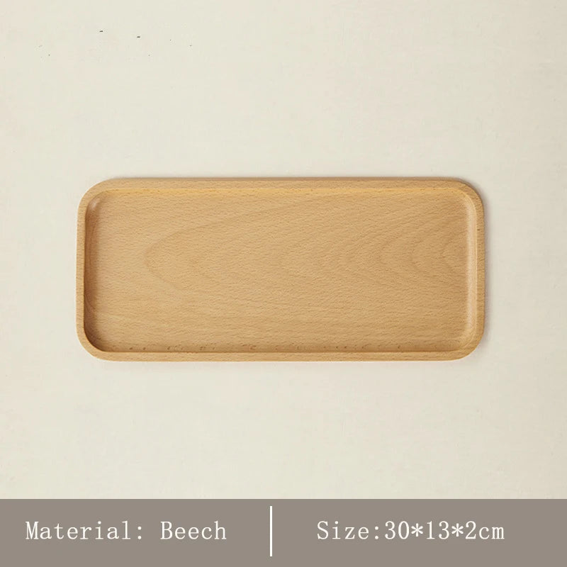 Japanese Style Minimalist Wood Tray，Natural Beech & Walnut Trays for Tea, Dessert, Jewelry,Desk Organizer,Dried Fruit Butterfly