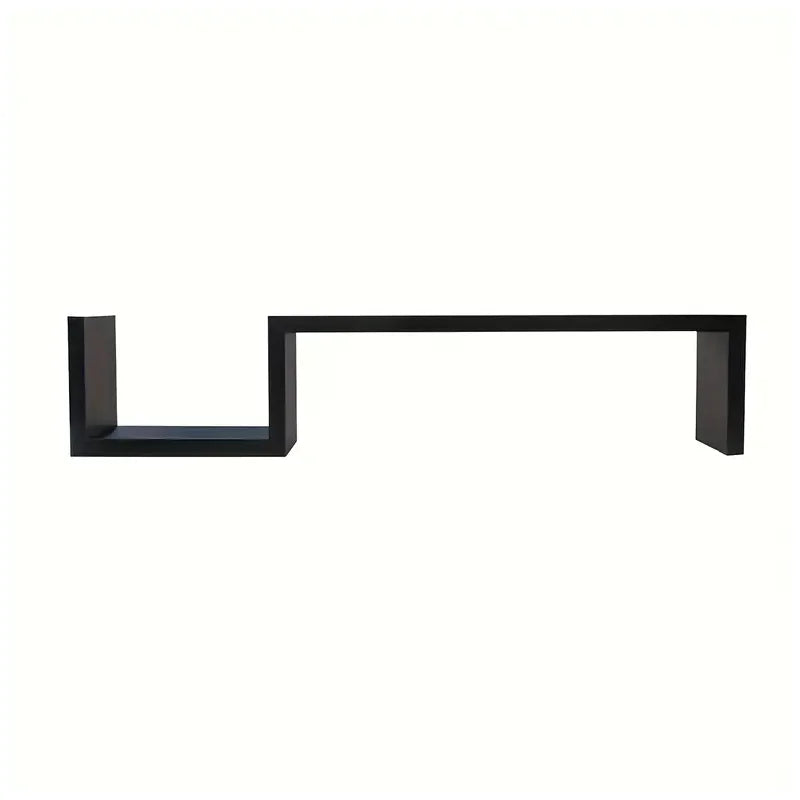S-Shaped Floating Wall Shelf Black/White Modern Minimalist Floating Bookcase Wall-Mounted Storage Shelf Room Office Home Decor