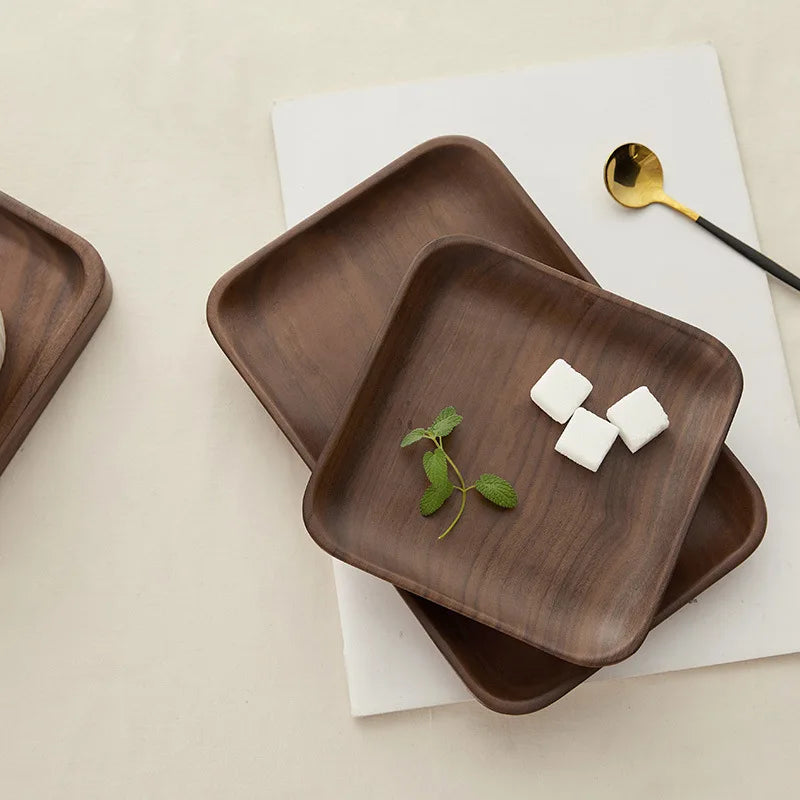 Japanese Style Minimalist Wood Tray，Natural Beech & Walnut Trays for Tea, Dessert, Jewelry,Desk Organizer,Dried Fruit Butterfly