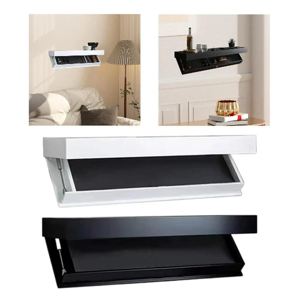 Floating Shelf with Hidden Compartment Wooden Wall Storage Mount Shelf Decor for Home Bathroom Office Kitchen Small Space Dorm