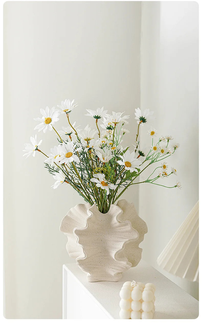 Art Minimalist Vase Ornament Ceramic Coral Vase Nordic White Hotal Office Living Room Desktop Center Decoration
