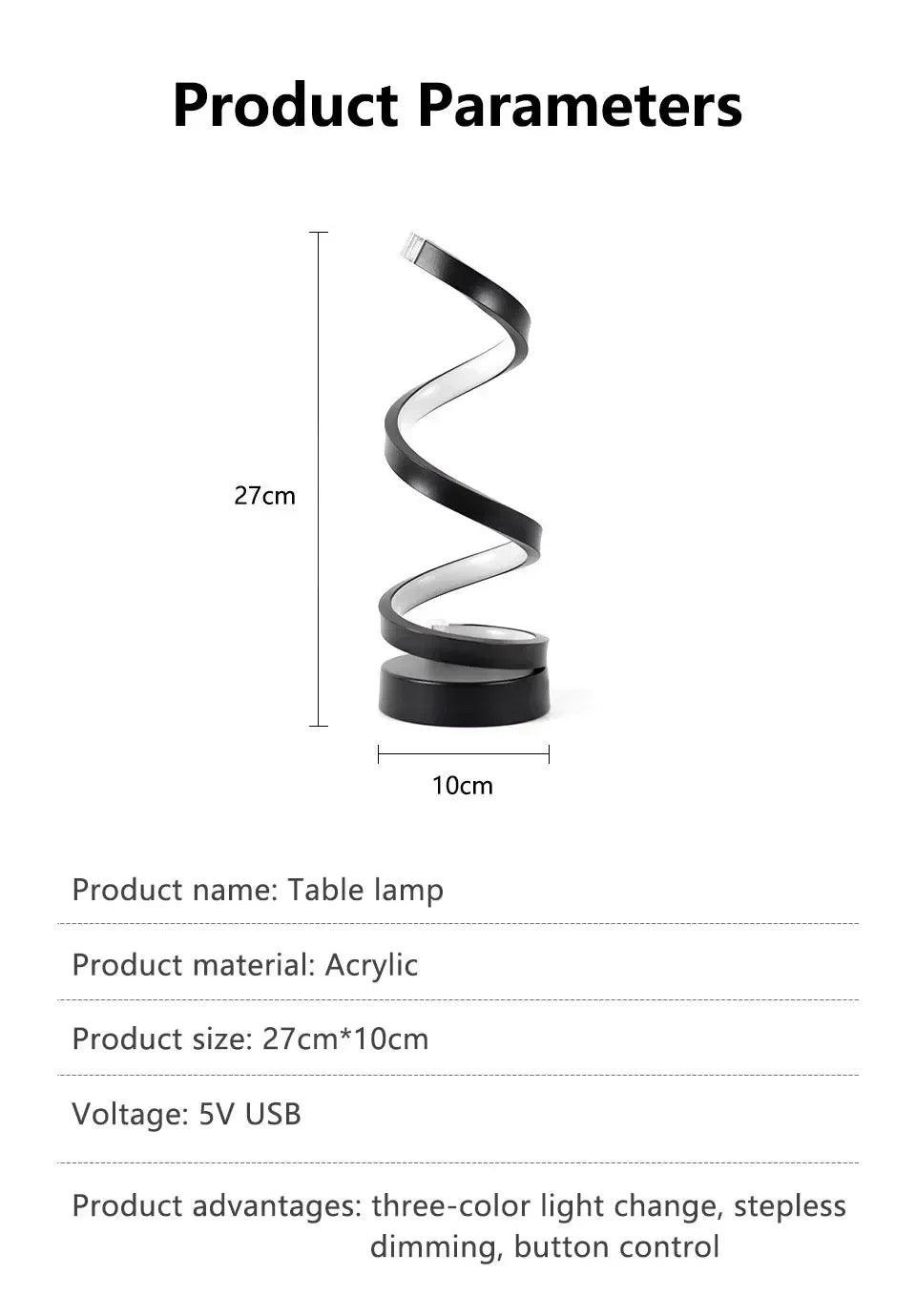 Minimalist Spiral LED Desk Lamp Reading Night Light Dimmable Table Lamp Bedside Lamps Home Office Bedroom Living Room Decoration
