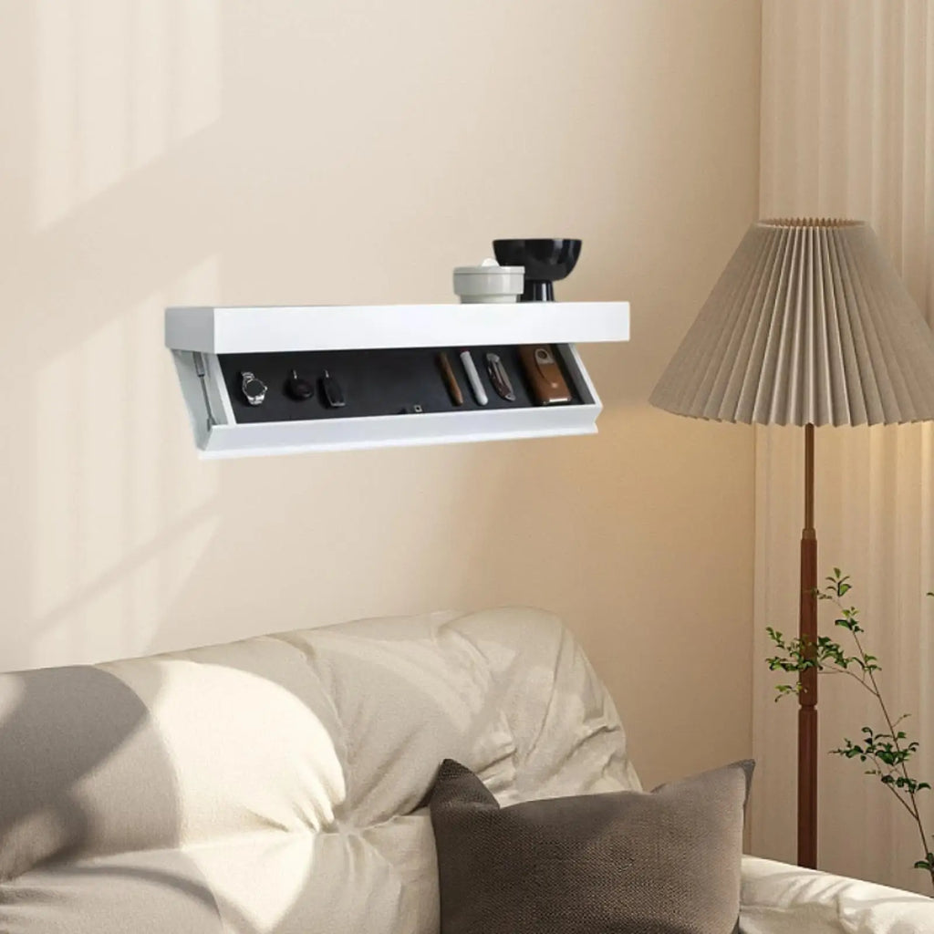 Floating Shelf with Hidden Compartment Wooden Wall Storage Mount Shelf Decor for Home Bathroom Office Kitchen Small Space Dorm