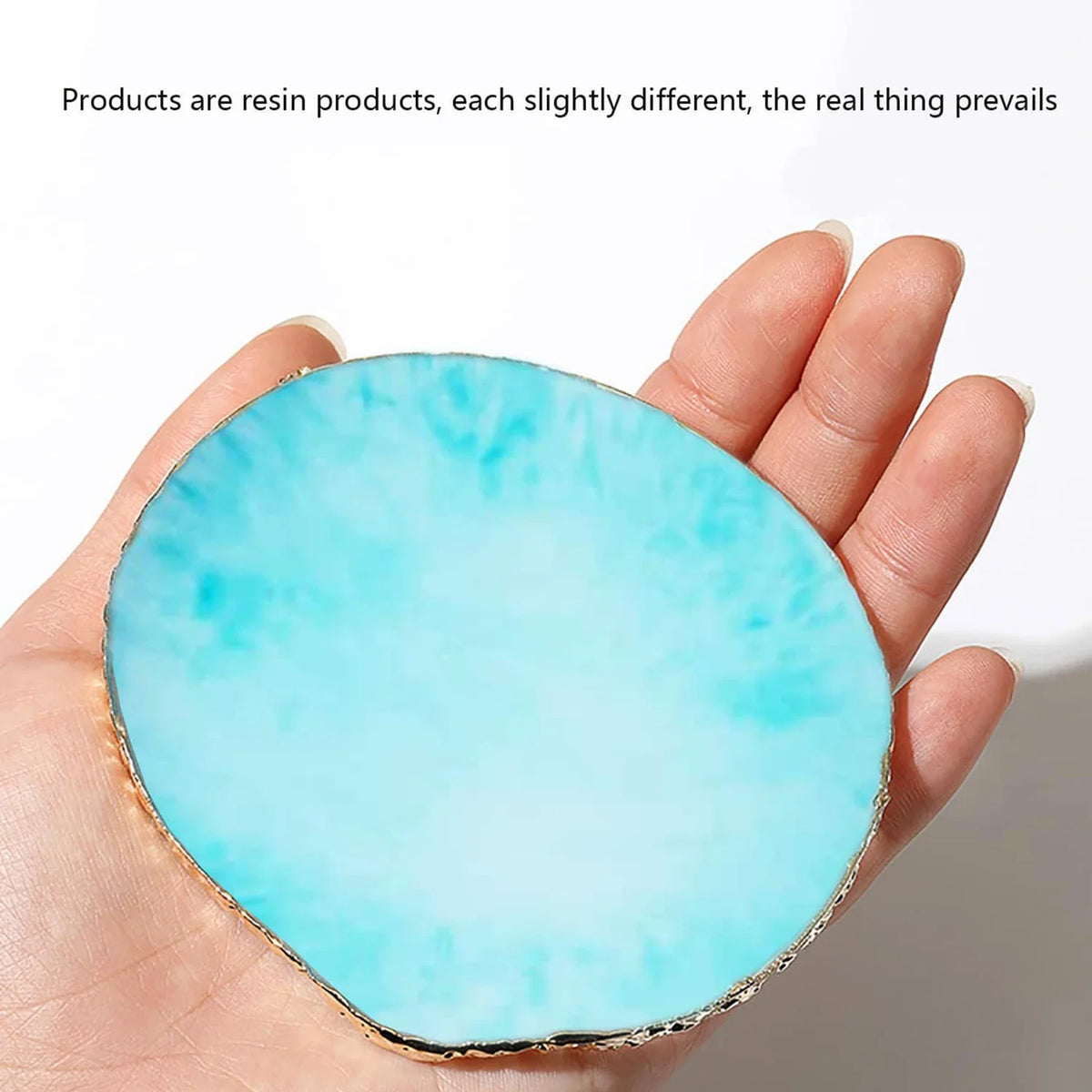 Resin Jewellery Tray Resin Agate Gold Rimmed Palette Home Desktop Storage Gem Trays Necklace Display Tray Photo Decoration Props
