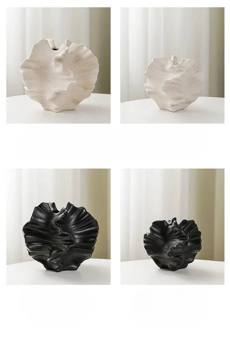 Art Minimalist Vase Ornament Ceramic Coral Vase Nordic White Hotal Office Living Room Desktop Center Decoration