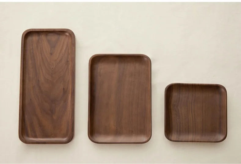 Japanese Style Minimalist Wood Tray，Natural Beech & Walnut Trays for Tea, Dessert, Jewelry,Desk Organizer,Dried Fruit Butterfly