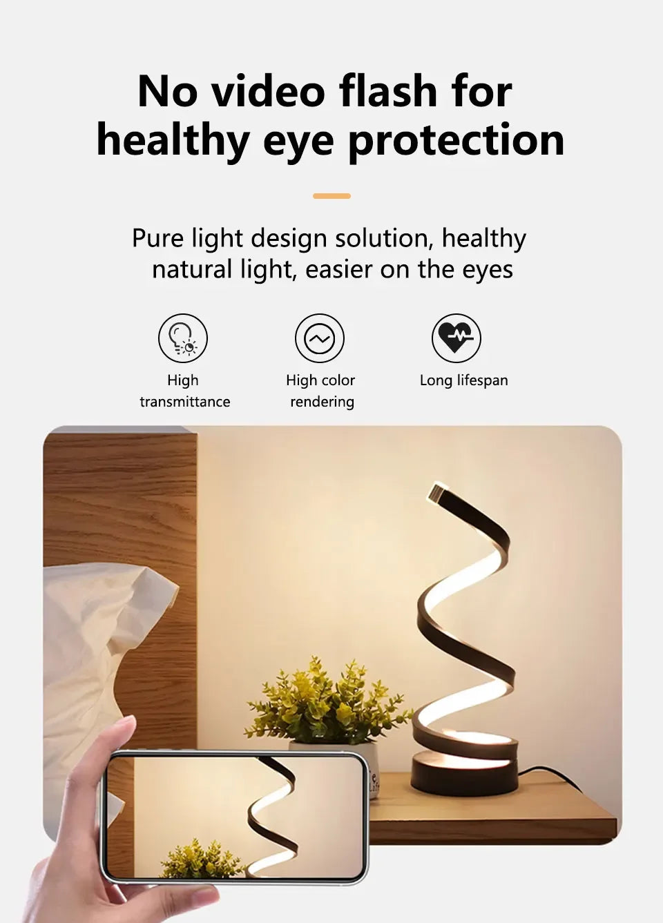 Minimalist Spiral LED Desk Lamp Reading Night Light Dimmable Table Lamp Bedside Lamps Home Office Bedroom Living Room Decoration