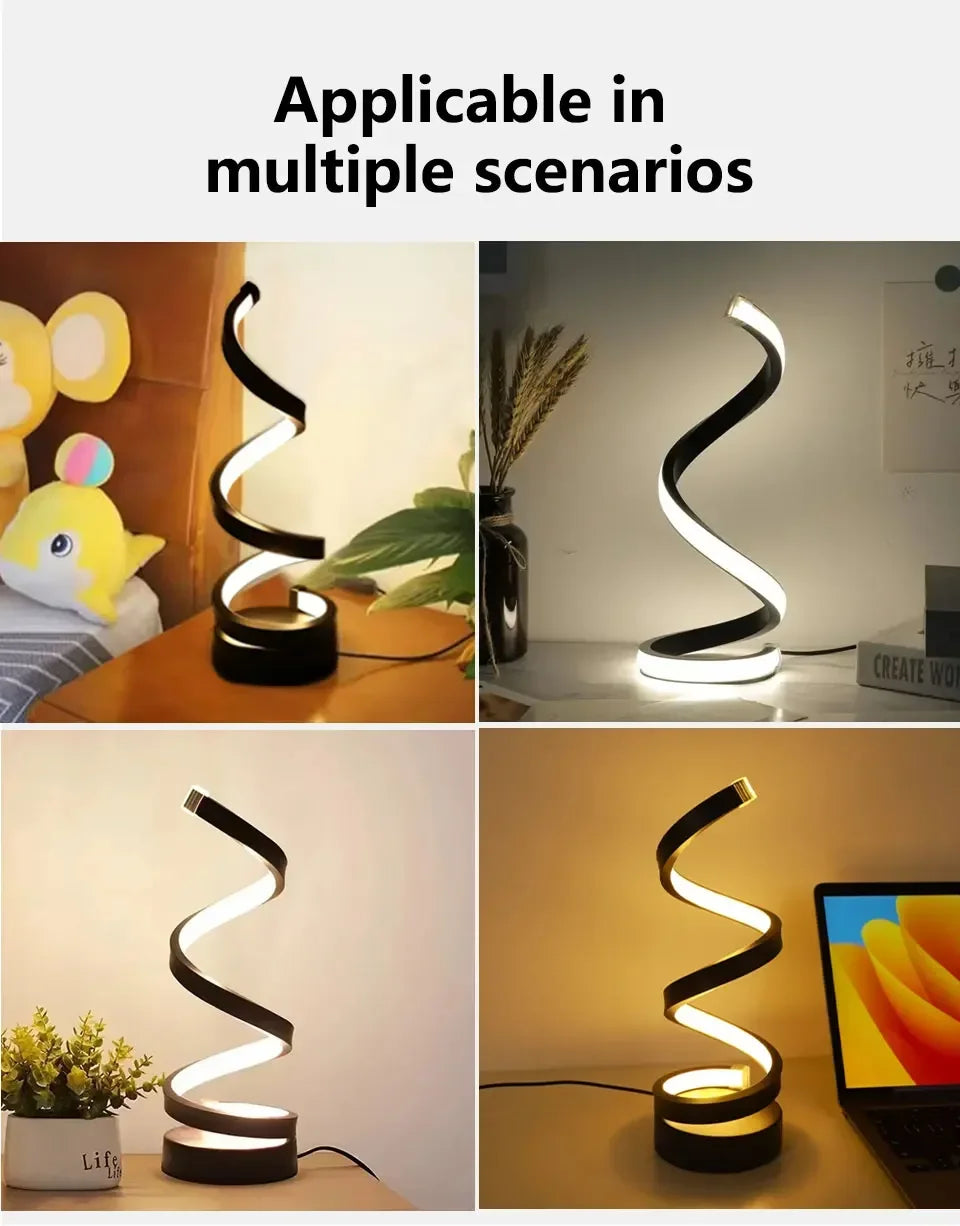 Minimalist Spiral LED Desk Lamp Reading Night Light Dimmable Table Lamp Bedside Lamps Home Office Bedroom Living Room Decoration