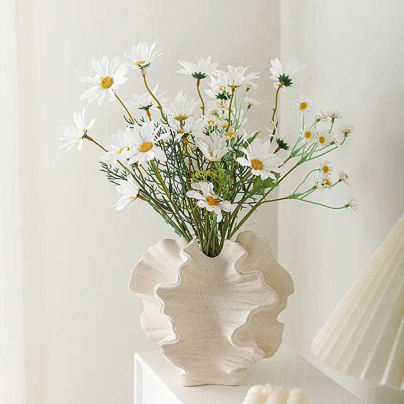 Art Minimalist Vase Ornament Ceramic Coral Vase Nordic White Hotal Office Living Room Desktop Center Decoration