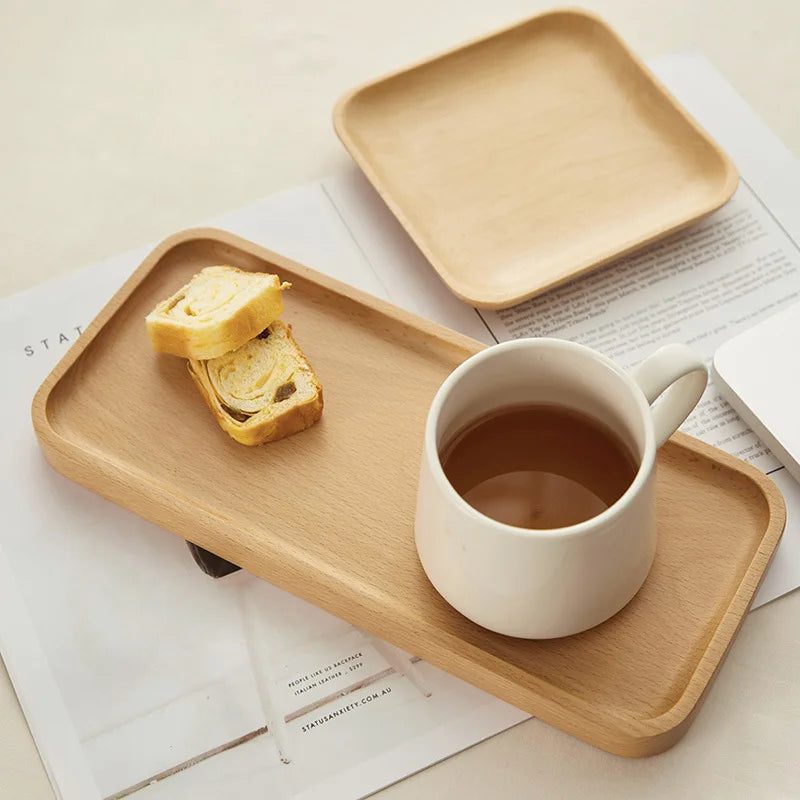 Japanese Style Minimalist Wood Tray，Natural Beech & Walnut Trays for Tea, Dessert, Jewelry,Desk Organizer,Dried Fruit Butterfly