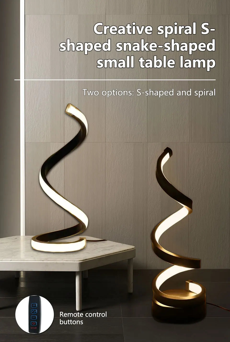 Minimalist Spiral LED Desk Lamp Reading Night Light Dimmable Table Lamp Bedside Lamps Home Office Bedroom Living Room Decoration