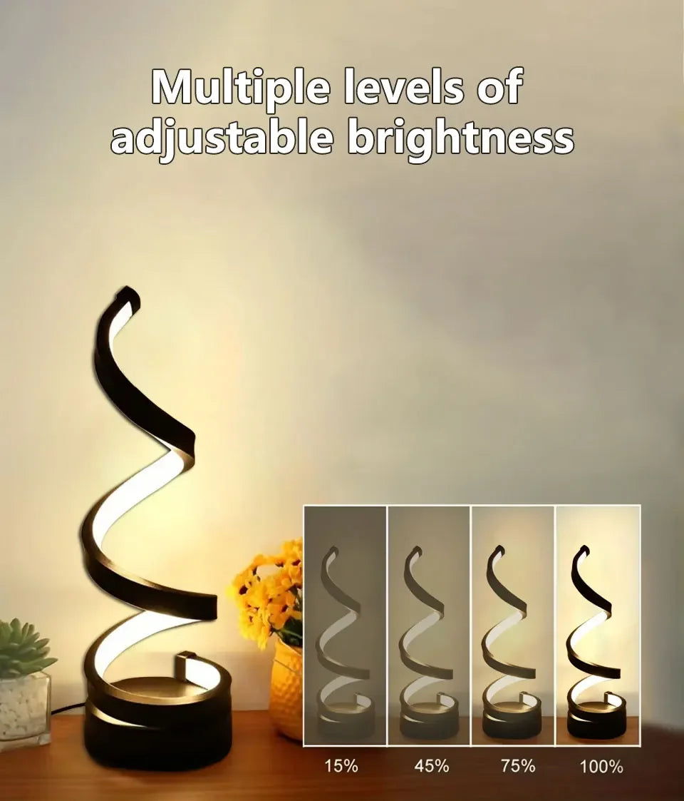 Minimalist Spiral LED Desk Lamp Reading Night Light Dimmable Table Lamp Bedside Lamps Home Office Bedroom Living Room Decoration