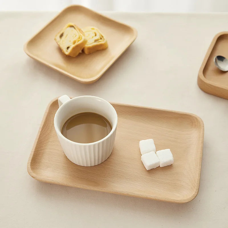 Japanese Style Minimalist Wood Tray，Natural Beech & Walnut Trays for Tea, Dessert, Jewelry,Desk Organizer,Dried Fruit Butterfly