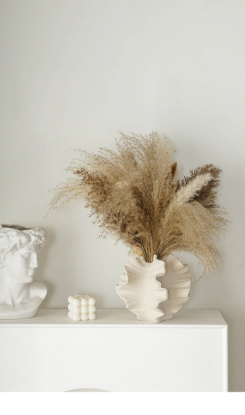 Art Minimalist Vase Ornament Ceramic Coral Vase Nordic White Hotal Office Living Room Desktop Center Decoration