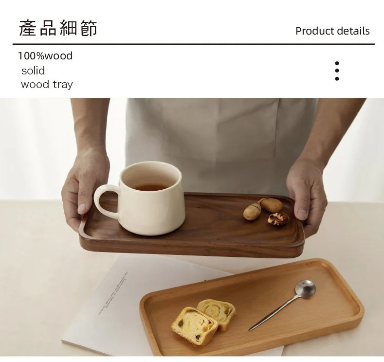 Japanese Style Minimalist Wood Tray，Natural Beech & Walnut Trays for Tea, Dessert, Jewelry,Desk Organizer,Dried Fruit Butterfly