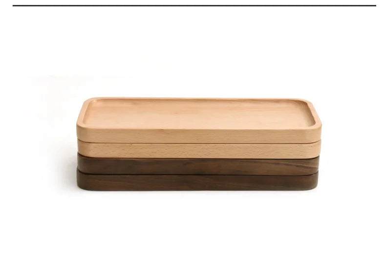 Japanese Style Minimalist Wood Tray，Natural Beech & Walnut Trays for Tea, Dessert, Jewelry,Desk Organizer,Dried Fruit Butterfly