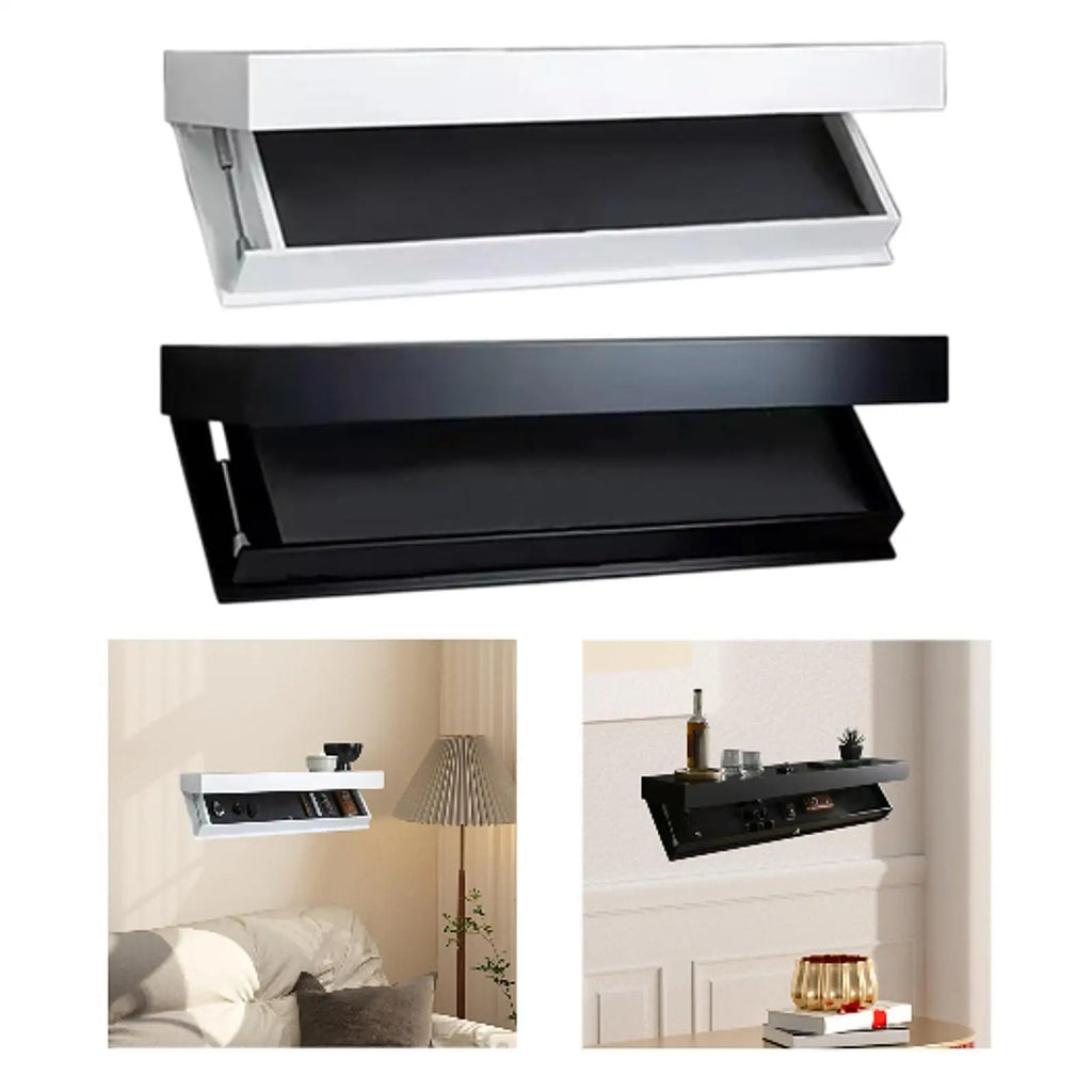 Floating Shelf with Hidden Compartment Wooden Wall Storage Mount Shelf Decor for Home Bathroom Office Kitchen Small Space Dorm