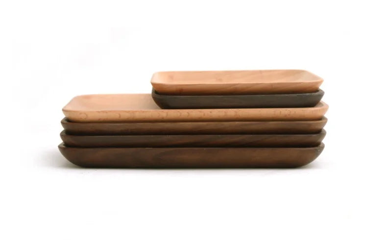 Japanese Style Minimalist Wood Tray，Natural Beech & Walnut Trays for Tea, Dessert, Jewelry,Desk Organizer,Dried Fruit Butterfly