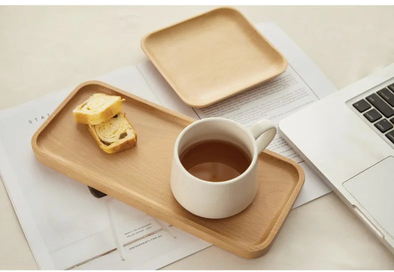 Japanese Style Minimalist Wood Tray，Natural Beech & Walnut Trays for Tea, Dessert, Jewelry,Desk Organizer,Dried Fruit Butterfly
