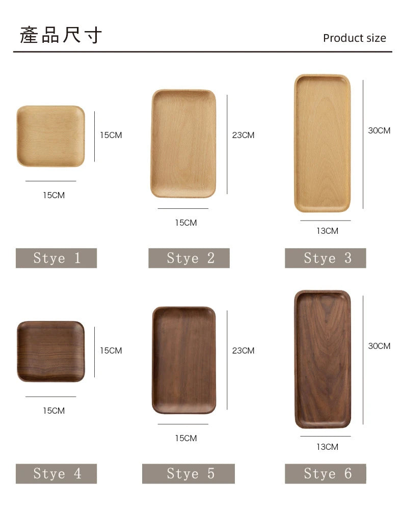 Japanese Style Minimalist Wood Tray，Natural Beech & Walnut Trays for Tea, Dessert, Jewelry,Desk Organizer,Dried Fruit Butterfly