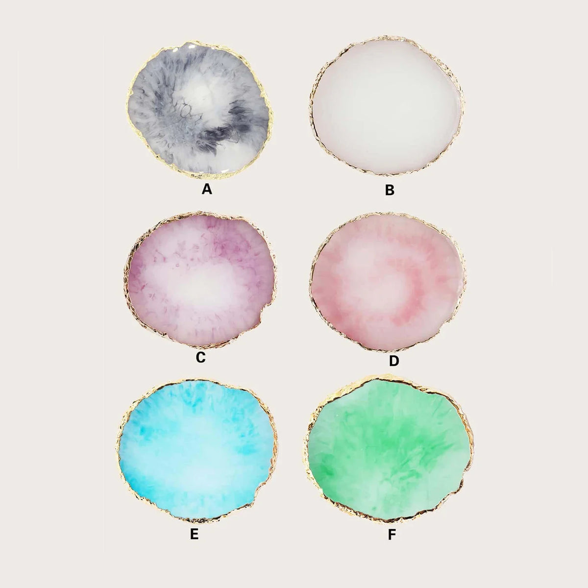 Resin Jewellery Tray Resin Agate Gold Rimmed Palette Home Desktop Storage Gem Trays Necklace Display Tray Photo Decoration Props